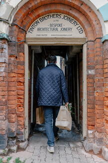 Walking down Bromyard alleyway