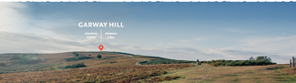 Photo of Garway Hill the summit pinpointed. Overlaid text reading 'Elevation: 1200ft, Distance: 1.8 Miles