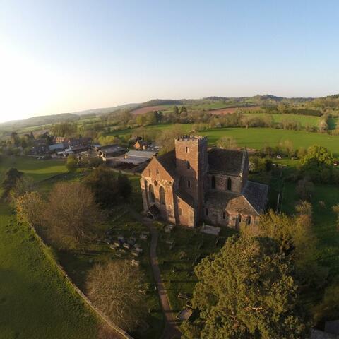 Scenic aerial view of Dore Abbey