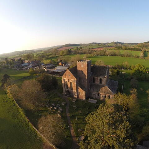 Sun setting over Dore Abbey