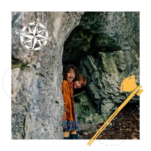 Kids explore Arthur's Cave