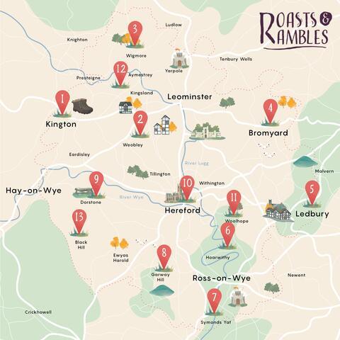 Roasts and rambles map
