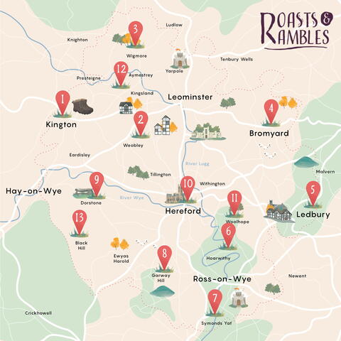 Roasts and rambles map