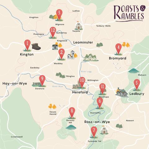 Roasts and rambles map