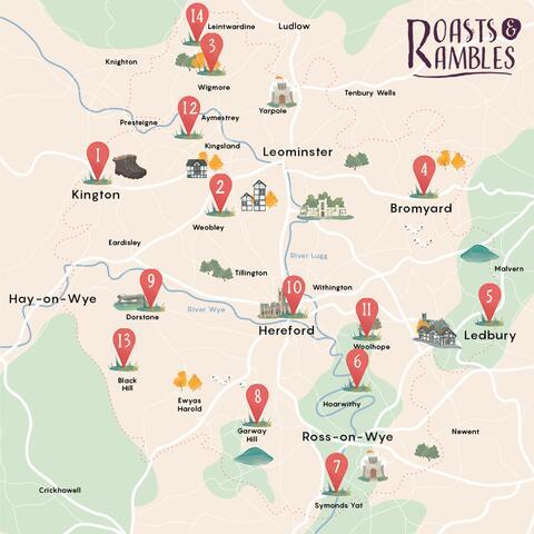 Roasts and Rambles map