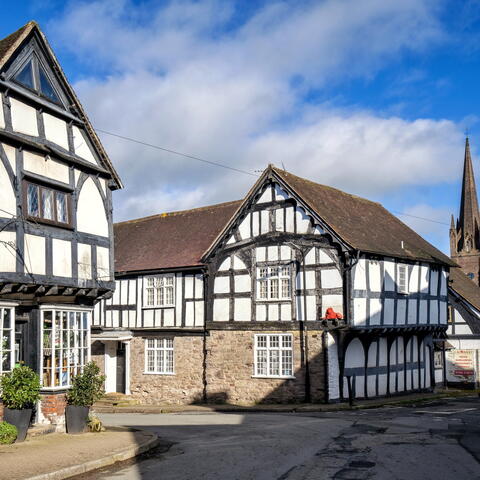 Tudor style black and white buildings in Weobley Herefordshire