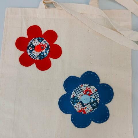 Bag with flower sewn on
