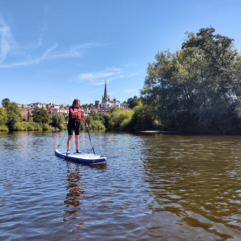 Person Paddle Boarding on the Wye