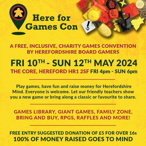 Here for Games Con poster