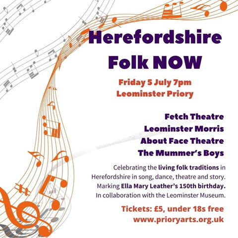Poster with event information and sheet music graphic