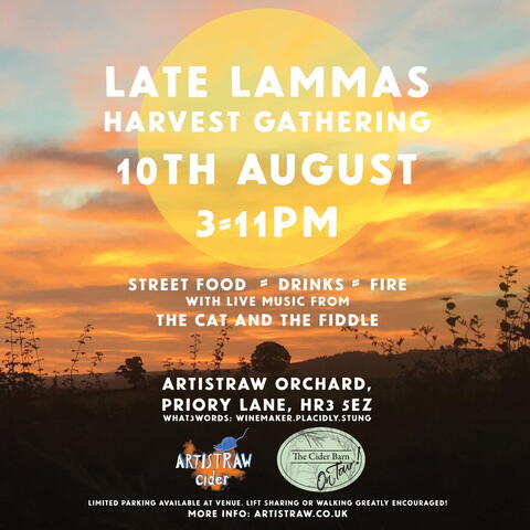 Event information in white writing on an image with a sunset and silhouetted landscape