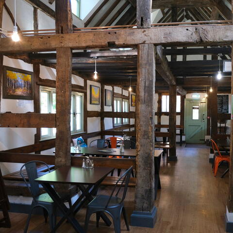 exposed wood beams and framework