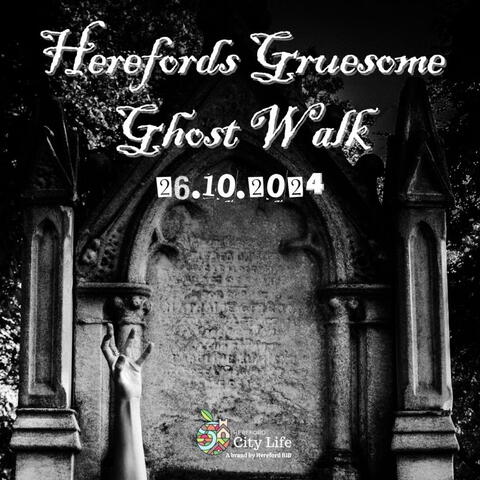 Spooky black and white poster for a Ghost Walk