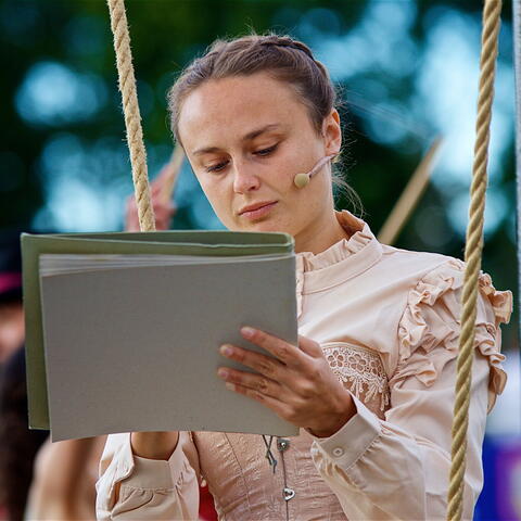 Actress on a swing