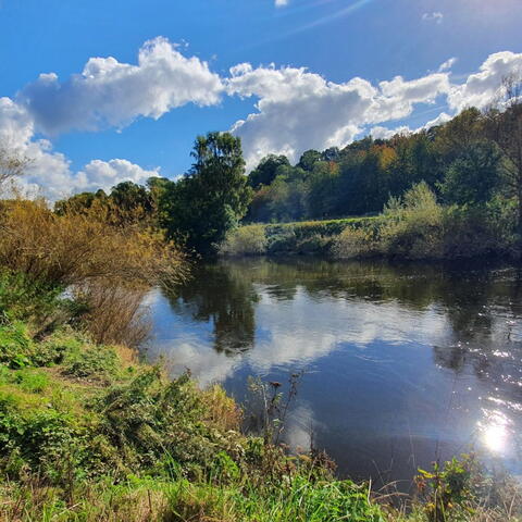 Beautiful view of a river with the sky reflecting on the water