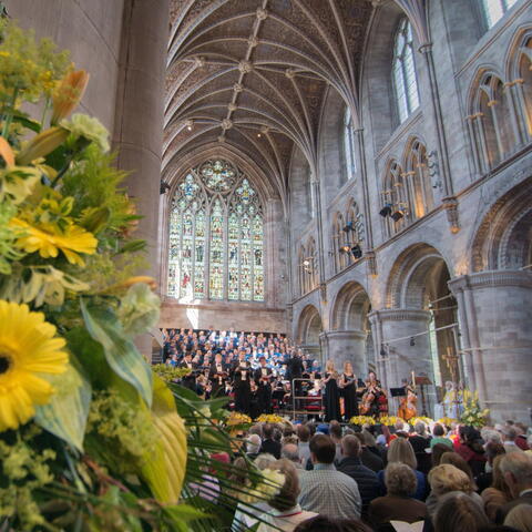 A full congregation at the Hereford Cathedral