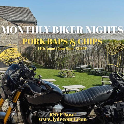 Lyde Court Biker Night: Pork Baps and Chips