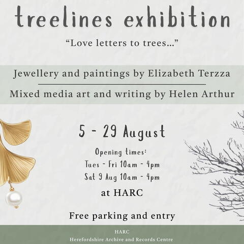 Treelines art exhibition poster with information