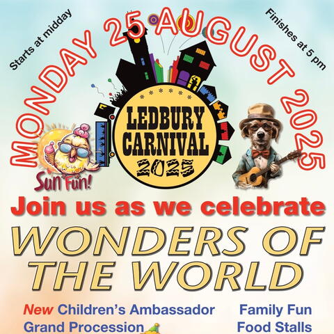 Ledbury Carnival poster with information about the event