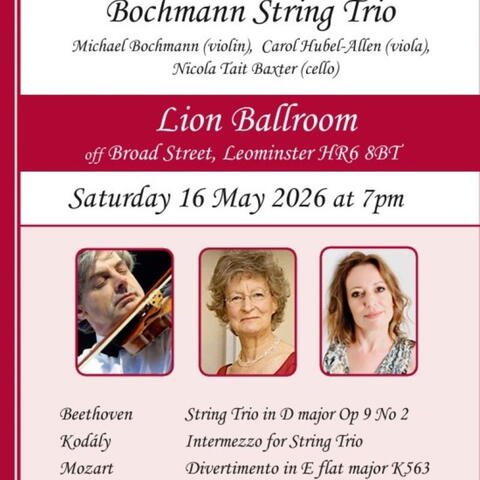 Concert - The Bochmann String Trio play Mozart, Beethoven and Kodály