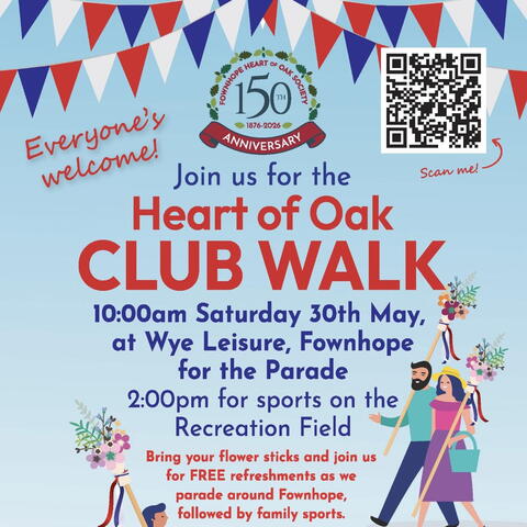 Poster for Fownhope Heart of Oak Society Club Walk 2026