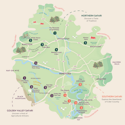 Map of Herefordshire showing the Food Safari's