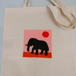 Bag with elephant sewn on