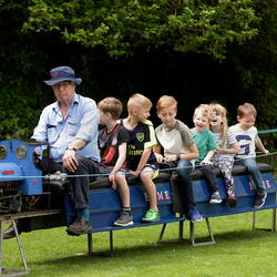 Children on a vintage train ride