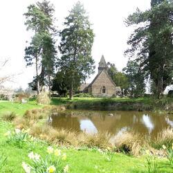 church and pond