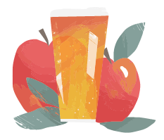 Cider with apples either side